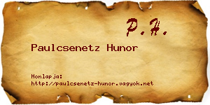 Paulcsenetz Hunor névjegykártya
